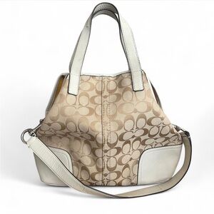 Coach Signature Beige and White Tote Bag